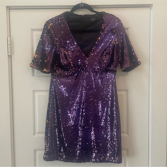 Bardot Two Tone Sequin Mini Dress‎ in Purple and Gold Size 6 Small